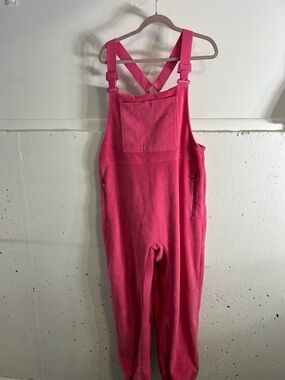Bright Pink Fleece Overalls